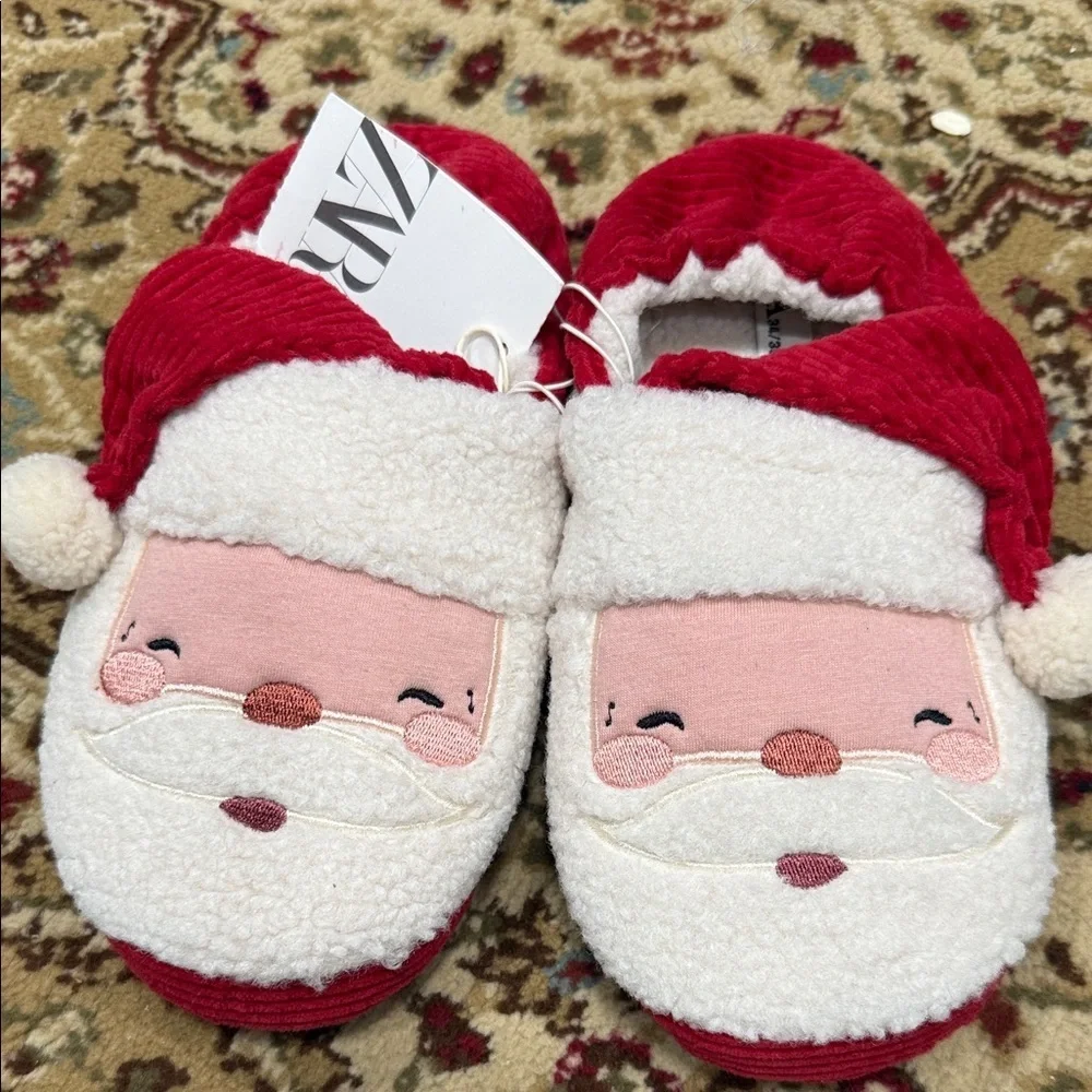 Zara Kids Santa Slippers - Red and White
